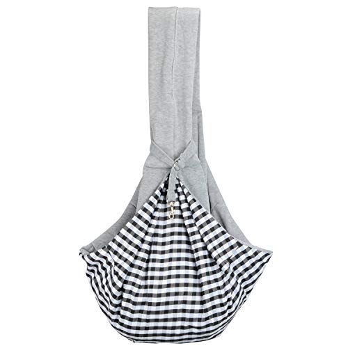 PETLOFT Bolso Bandolera Transportín, Reversible Bolso Porta Mascotas Sling, No Ajustable Bolsa de Hombro Cruzada para Perro con Gancho de Collar para Perros/Gatos/Conejos de hasta 11 Libras - Gris