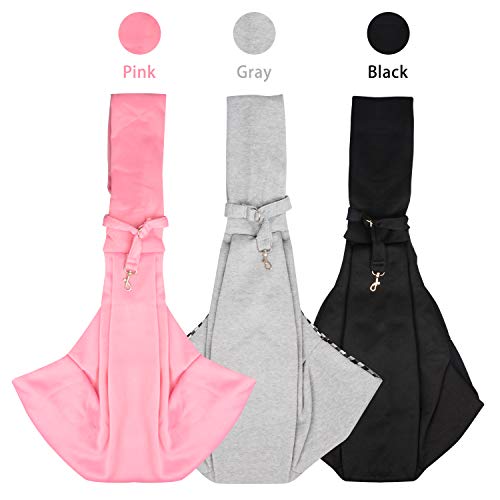 PETLOFT Bolso Bandolera Transportín, Reversible Bolso Porta Mascotas Sling, No Ajustable Bolsa de Hombro Cruzada para Perro con Gancho de Collar para Perros/Gatos/Conejos de hasta 11 Libras - Gris