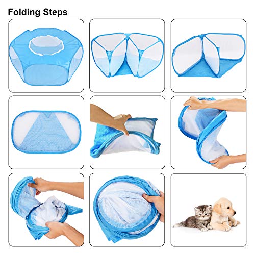 PETLOFT Parque para Mascotas Plegable, Malla para Mascotas Pequeña Transpirable Portátil, Interior Exterior Carpa Liviana Jaula para Juegos Valla para Patio con Bolsa de Transporte para Pequeña Animal