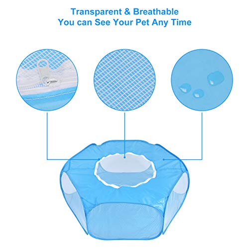 PETLOFT Parque para Mascotas Plegable, Malla para Mascotas Pequeña Transpirable Portátil, Interior Exterior Carpa Liviana Jaula para Juegos Valla para Patio con Bolsa de Transporte para Pequeña Animal
