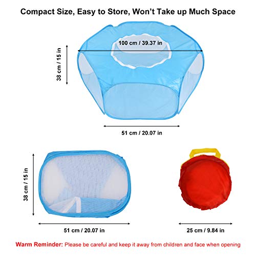 PETLOFT Parque para Mascotas Plegable, Malla para Mascotas Pequeña Transpirable Portátil, Interior Exterior Carpa Liviana Jaula para Juegos Valla para Patio con Bolsa de Transporte para Pequeña Animal