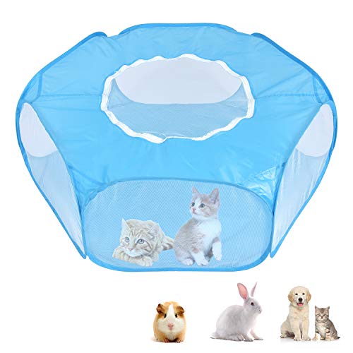 PETLOFT Parque para Mascotas Plegable, Malla para Mascotas Pequeña Transpirable Portátil, Interior Exterior Carpa Liviana Jaula para Juegos Valla para Patio con Bolsa de Transporte para Pequeña Animal