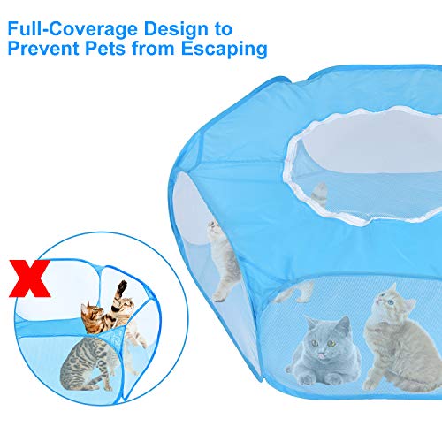 PETLOFT Parque para Mascotas Plegable, Malla para Mascotas Pequeña Transpirable Portátil, Interior Exterior Carpa Liviana Jaula para Juegos Valla para Patio con Bolsa de Transporte para Pequeña Animal
