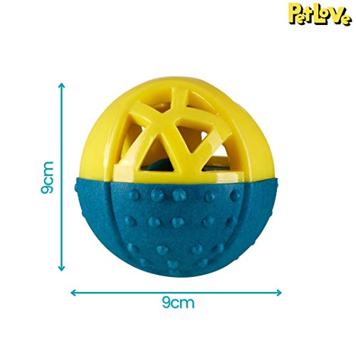 PetLove Nuzzle Puzzle Ball, Interactivo, Doble Textura, enriquecimiento, alimento para Perros con chirriador, Relleno con golosinas, Pasta y Comida
