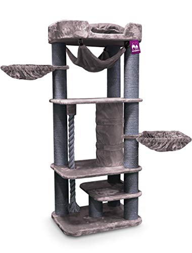 Petrebels Rascador grande para gatos, estable, Panorama 188 de Luxe Cappuccino con troncos extra gruesos de 15 cm de diámetro