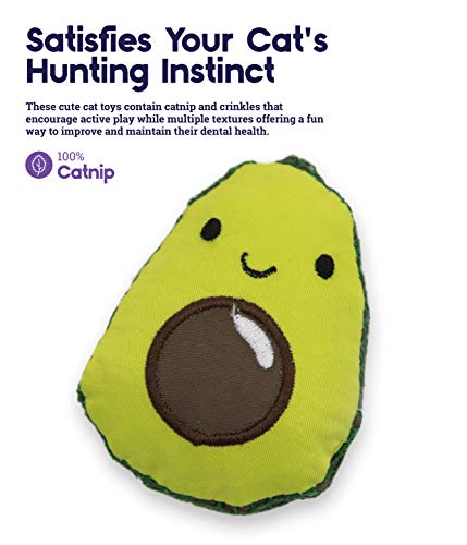 Petstages Lil' Avocato - Juguete con Malla Dental para Gatos - con Hierba gatera - Verde - Tamaño único