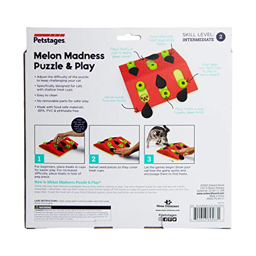 Petstages-Nina Ottosson Melon Madness-Rompecabezas para Gatos-Juguete Interactivo con dispensador de premios, Color Rosa, Un tamaño (Outward Hound 69583M)