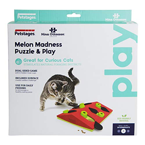 Petstages-Nina Ottosson Melon Madness-Rompecabezas para Gatos-Juguete Interactivo con dispensador de premios, Color Rosa, Un tamaño (Outward Hound 69583M)