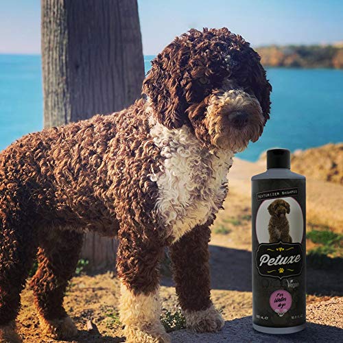 Petuxe Champú Vegano para Perros de Agua. Champú Vegano Perros. Texturizador Perro de Agua. Champú Mascotas. Lavante, hidratante y vitalizante (500 ml)