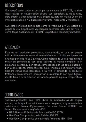 Petuxe Champú Vegano para Perros de agua. Champú vegano perros. Texturizador Perro de Agua. Champú Mascotas. Lavante, hidratante y vitalizante (5000 ml)