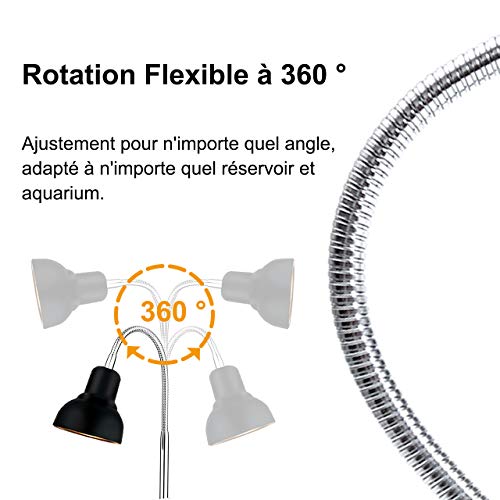 PewinGo Lámpara para Tortuga, Lámpara de Reptiles y Anfibios con 2 Bombillas de Luz Solar UVA UVB de 25 W y Abrazadera Giratoria de 360 °Adecuada