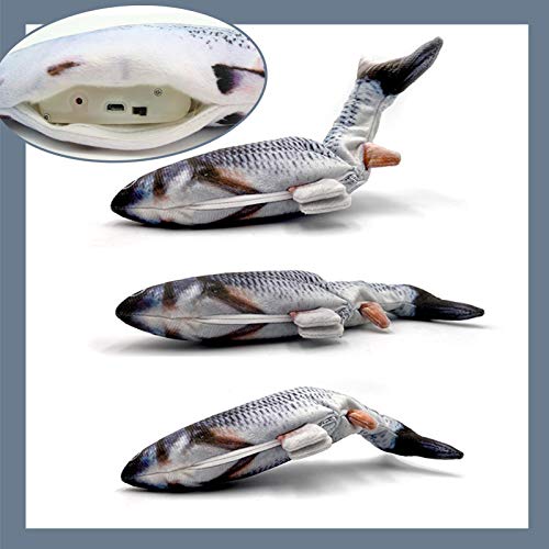 Pez Juguete Peluche, Juguete Pez Eléctrico USB para Gatos, Pez Simulación Eléctrico Felpa Realista 30 Cm Cualquier Juguete Recargable para Mascotas para Que El Gato Juegue, Muerda, Mastique Y