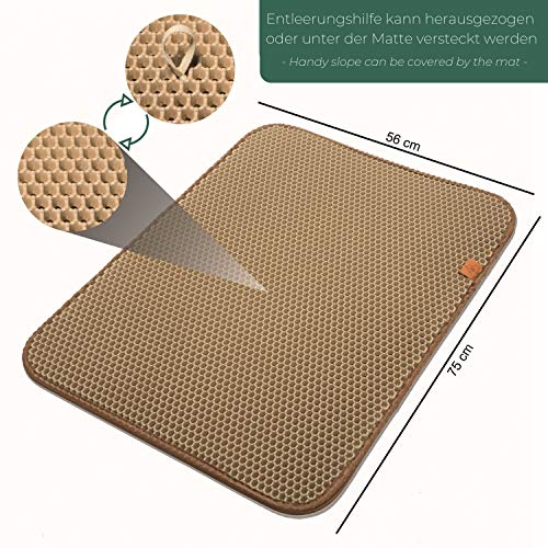 Pfotenolymp® Estera de primera calidad para gatos - Estera extra grande para bandejas sanitarias para gatos - Estera de doble capa para gatos/estera sanitaria - Estera para gatos