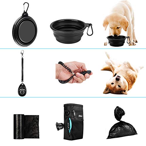 PHILORN Bolsa Premios Perro, Bolsa Entrenamiento Perro Reflectante, Resistente al Agua, con Bolsa Caca y Dispensador Incorporada, Tazón Plegable, Clicker, Forro Fácil de Limpiar, 3 Formas de Vestir