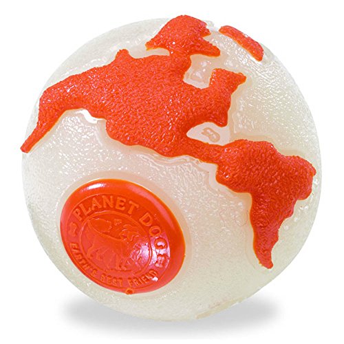 Planet Dog Orbee-Tuff Planet - Juguete con Forma de Bola para Perros - Brillante en la Oscuridad / Naranja - Mediano