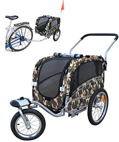 Polironeshop Argo - Remolque y carrito para bicicleta para el transporte de perros, camuflaje, Small