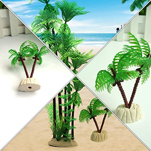 POPETPOP 12 Unids Miniatura Palmera Plantas de Tanque de Peces Resina Plantas de Acuario Decoración del Acuario Suministros para Mascotas para Pecera Acuario