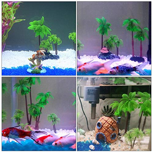 POPETPOP 12 Unids Miniatura Palmera Plantas de Tanque de Peces Resina Plantas de Acuario Decoración del Acuario Suministros para Mascotas para Pecera Acuario