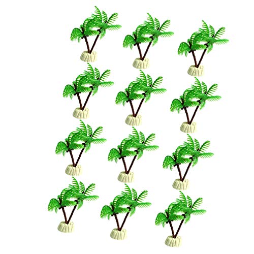 POPETPOP 12 Unids Miniatura Palmera Plantas de Tanque de Peces Resina Plantas de Acuario Decoración del Acuario Suministros para Mascotas para Pecera Acuario