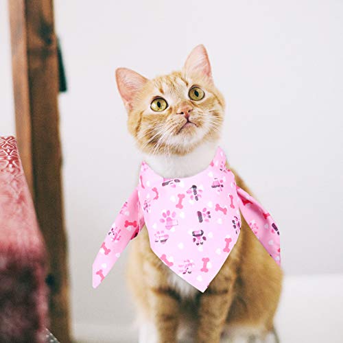 POPETPOP 2 Pzas Bandanas para Perros del Día de San Valentín para Mascotas Romántico Amor Corazón Triángulo Baberos Bufanda Lindo Kawaii Encantador Gato Pañuelo Gatito Pañuelo Festival