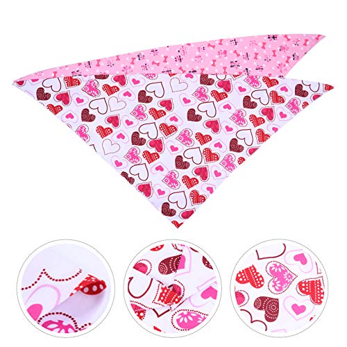 POPETPOP 2 Pzas Bandanas para Perros del Día de San Valentín para Mascotas Romántico Amor Corazón Triángulo Baberos Bufanda Lindo Kawaii Encantador Gato Pañuelo Gatito Pañuelo Festival