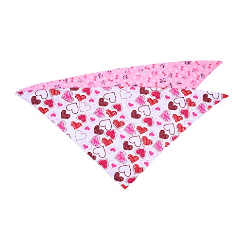 POPETPOP 2 Pzas Bandanas para Perros del Día de San Valentín para Mascotas Romántico Amor Corazón Triángulo Baberos Bufanda Lindo Kawaii Encantador Gato Pañuelo Gatito Pañuelo Festival