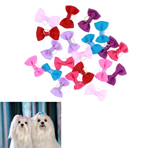 POPETPOP 20 lazos para el pelo de perro y gato multicolor con bandas de goma elásticas para el pelo de cachorros (color al azar)