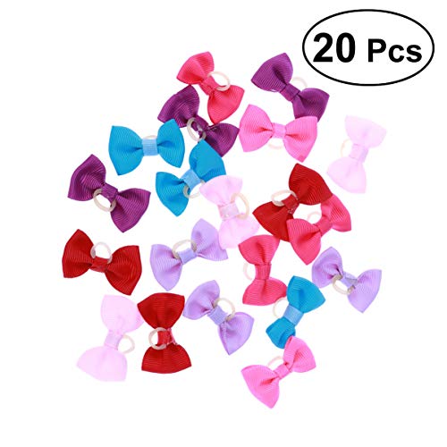 POPETPOP 20 lazos para el pelo de perro y gato multicolor con bandas de goma elásticas para el pelo de cachorros (color al azar)