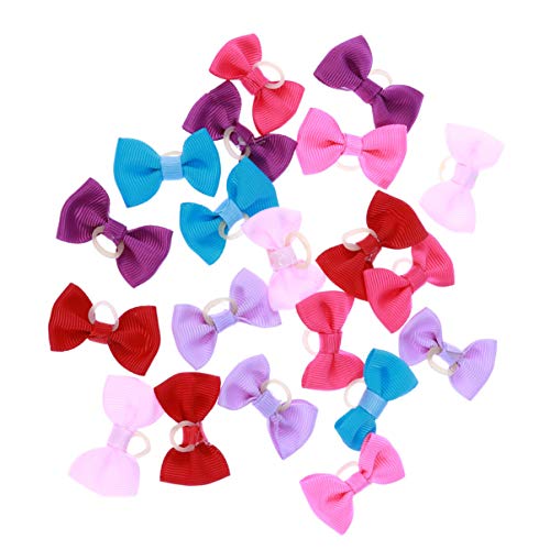 POPETPOP 20 lazos para el pelo de perro y gato multicolor con bandas de goma elásticas para el pelo de cachorros (color al azar)