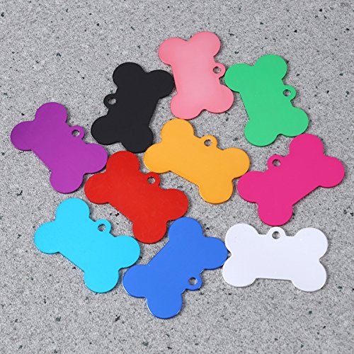 POPETPOP 20 Unids 38mm Etiquetas de Identificación de Mascotas, Doble Cara Chapa Identificativa para Perro Gato Personalizadas, Forma de Hueso