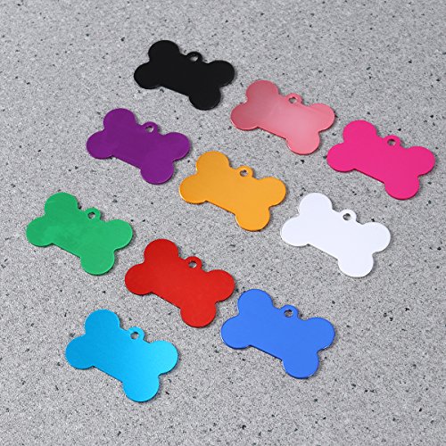 POPETPOP 20 Unids 38mm Etiquetas de Identificación de Mascotas, Doble Cara Chapa Identificativa para Perro Gato Personalizadas, Forma de Hueso