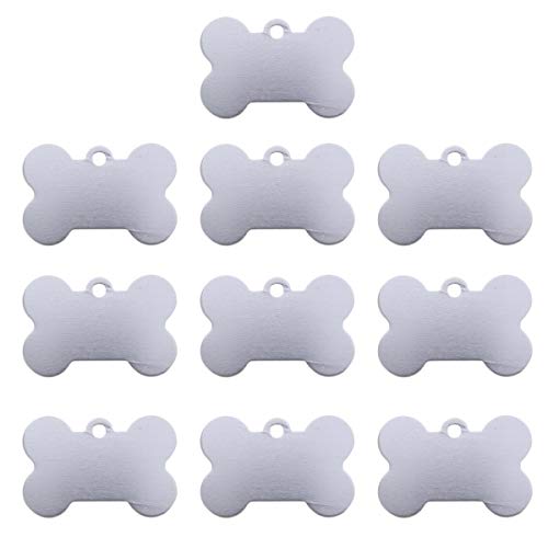 POPETPOP 20 Unids 38mm Etiquetas de Identificación de Mascotas, Doble Cara Chapa Identificativa para Perro Gato Personalizadas, Forma de Hueso