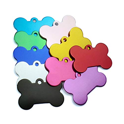 POPETPOP 20 Unids 38mm Etiquetas de Identificación de Mascotas, Doble Cara Chapa Identificativa para Perro Gato Personalizadas, Forma de Hueso