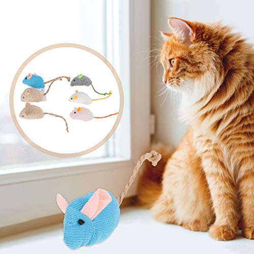 POPETPOP 6Pcs Cat Furry Mouse Toys Gatito Catnip Juguetes para Animales Juguetes para Masticar Resistentes a Las Mordeduras Juguetes Interactivos para Gatos Suministros para Mascotas para