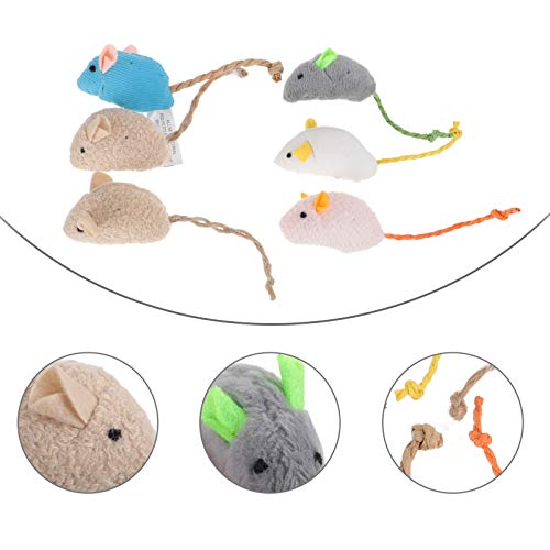POPETPOP 6Pcs Cat Furry Mouse Toys Gatito Catnip Juguetes para Animales Juguetes para Masticar Resistentes a Las Mordeduras Juguetes Interactivos para Gatos Suministros para Mascotas para