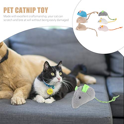 POPETPOP 6Pcs Cat Furry Mouse Toys Gatito Catnip Juguetes para Animales Juguetes para Masticar Resistentes a Las Mordeduras Juguetes Interactivos para Gatos Suministros para Mascotas para