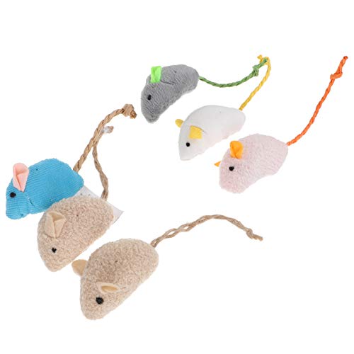 POPETPOP 6Pcs Cat Furry Mouse Toys Gatito Catnip Juguetes para Animales Juguetes para Masticar Resistentes a Las Mordeduras Juguetes Interactivos para Gatos Suministros para Mascotas para