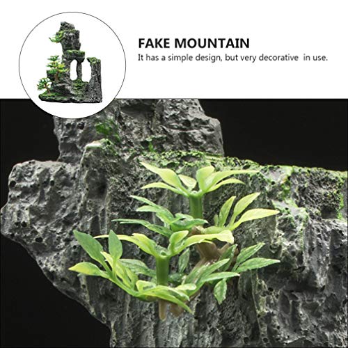 POPETPOP Acuario Montaña Vista Piedra Ornamento Musgo Árbol Roca Cueva Artificial Peces Tanque Decoración con Plantas Pequeñas Verde