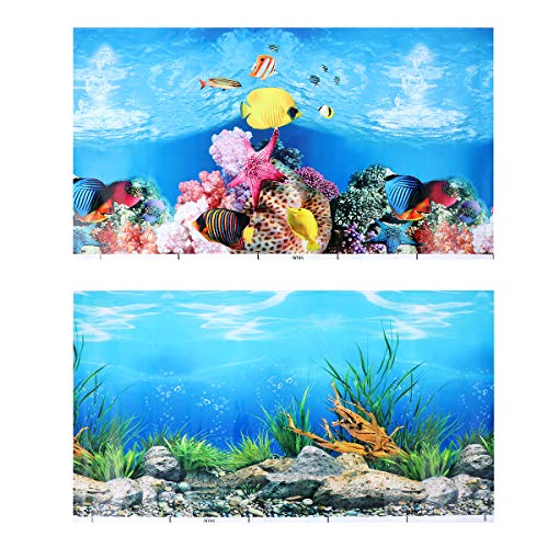 POPETPOP Adhesivo de Fondo para Acuario, Papel Tapiz Adhesivo de Doble Cara 3D Decoración de Acuario de Peces Imagen de Fondo subacuático (52x30cm, Estilo A)