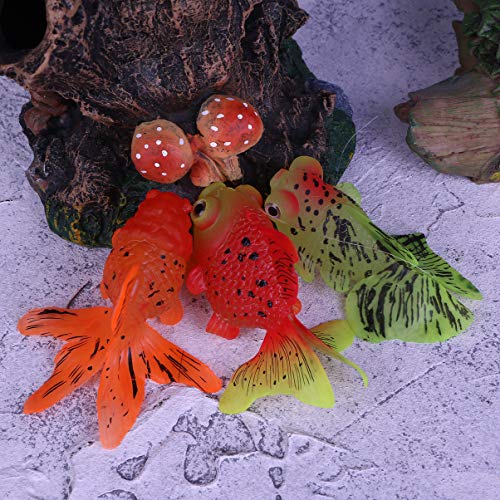 POPETPOP Adorno Brillante de Peces Artificiales de Acuario de 3 Piezas para Decoraciones de Tanque de Peces de Silicona
