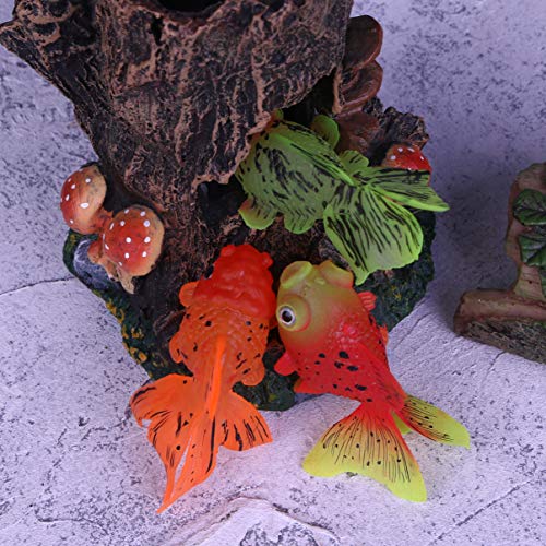 POPETPOP Adorno Brillante de Peces Artificiales de Acuario de 3 Piezas para Decoraciones de Tanque de Peces de Silicona