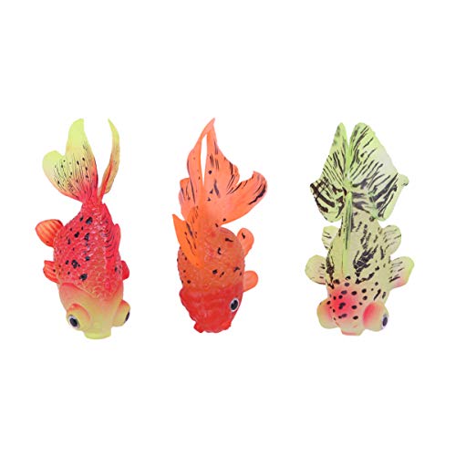 POPETPOP Adorno Brillante de Peces Artificiales de Acuario de 3 Piezas para Decoraciones de Tanque de Peces de Silicona