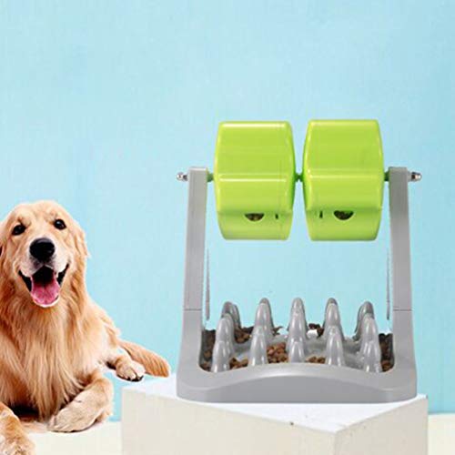 POPETPOP Alimentador de Fugas de Alimentos para Mascotas Giradiscos Rueda de La Fortuna Soporte de Alimentos para Mascotas Alimentador Lento Perro Gato Dispensador de Alimentos