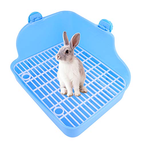 POPETPOP Caja de Arena para Conejos Basura de Plástico para Animales Pequeños Entrenador para IR Al Baño Caja de Esquina Entrenamiento para Mascotas Inodoro para Hámster Jerbo Conejito