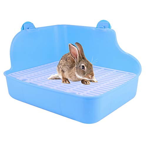 POPETPOP Caja de Arena para Conejos Basura de Plástico para Animales Pequeños Entrenador para IR Al Baño Caja de Esquina Entrenamiento para Mascotas Inodoro para Hámster Jerbo Conejito