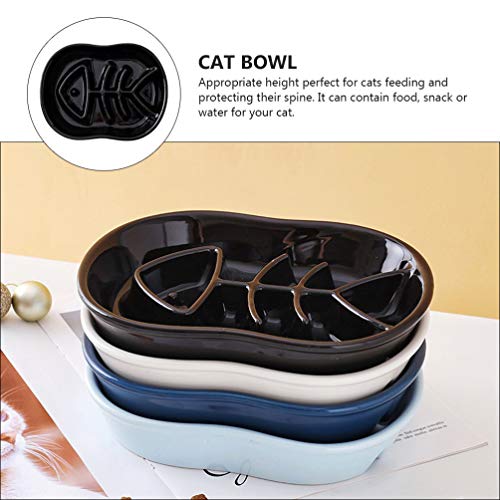 POPETPOP Cuenco Alimentador Lento de Cerámica para Perro Gato Diseño Único de Espina de Pescado Cuenco para Comer Lento Divertido Alimentador Interactivo Anti Tragar Alimentación Saludable
