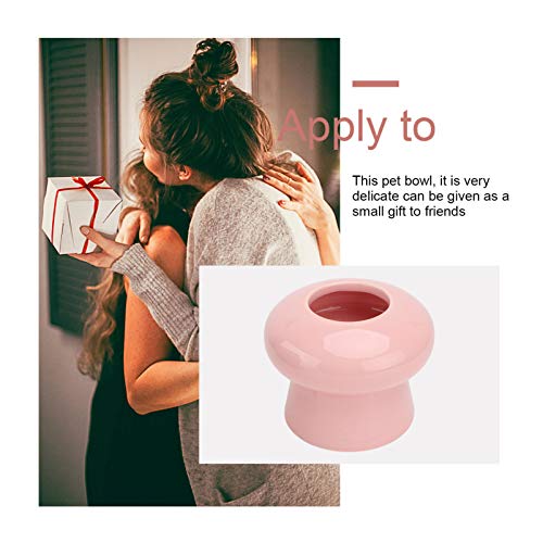 POPETPOP Cuenco de Cerámica para Mascotas Cuenco de Alimentación para Gatos Y Perros Cuenco Protector de Columna Cervical (Rosa)