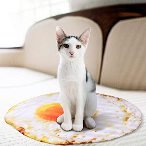 POPETPOP Manta para Mascotas Huevo Frito Novedad Manta De Felpa Suave Cachorro Gato Cama Colchoneta para Sofá Cama 60 cm