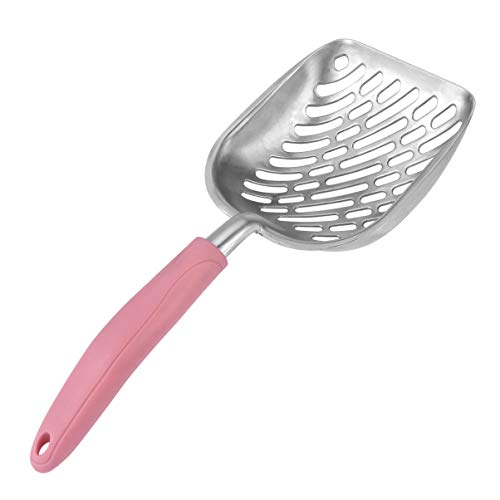 POPETPOP Pala De Basura para Gatos De Metal Cucharón De Arena para Gatos Mango Suave para Caja De Arena(Rosa)
