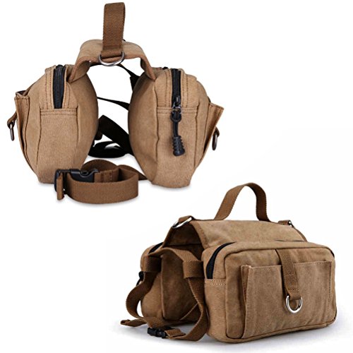 POPETPOP Paquete de Perro Hound Travel Senderismo Mochila de Viaje Saddle Bag Mochila para Perro Mediano y Grande (de Color Caqui)